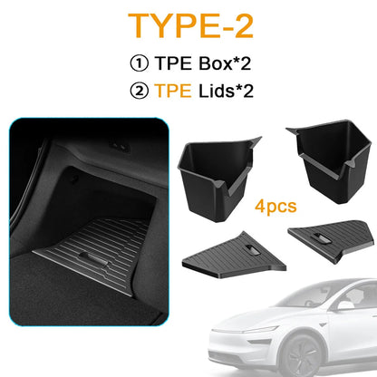 For Tesla Model Y Juniper 2025 2026 Car Trunk Side Storage Box Cover plate organizer Car trunk side storage box refit Accessorys