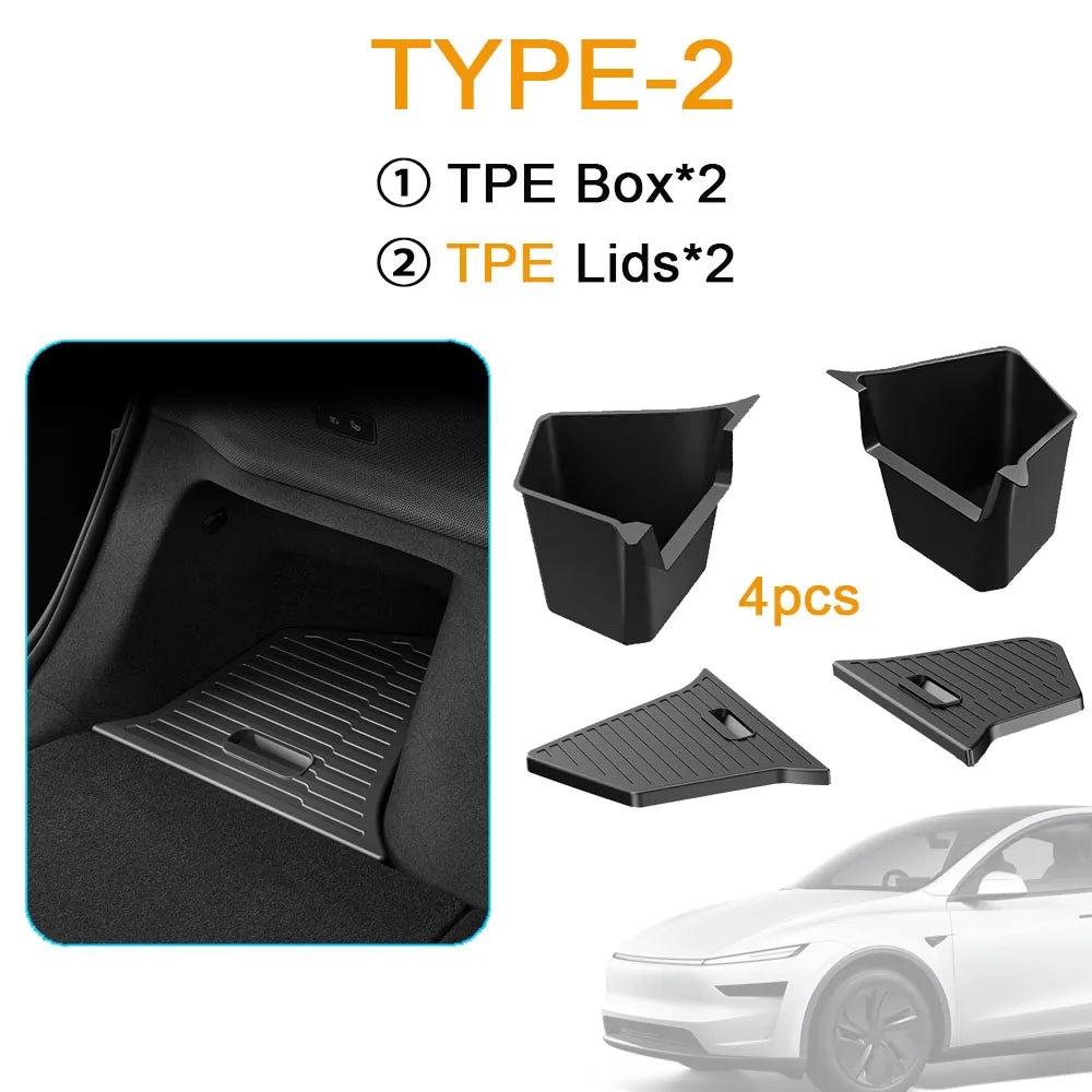 For Tesla Model Y Juniper 2025 2026 Car Trunk Side Storage Box Cover plate organizer Car trunk side storage box refit Accessorys