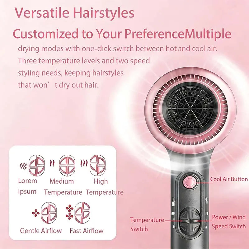 Cross-border Hot-Selling 1900W High-Power ABS Constant Temperature Household & Salon Use Hair Dryer Wholesale