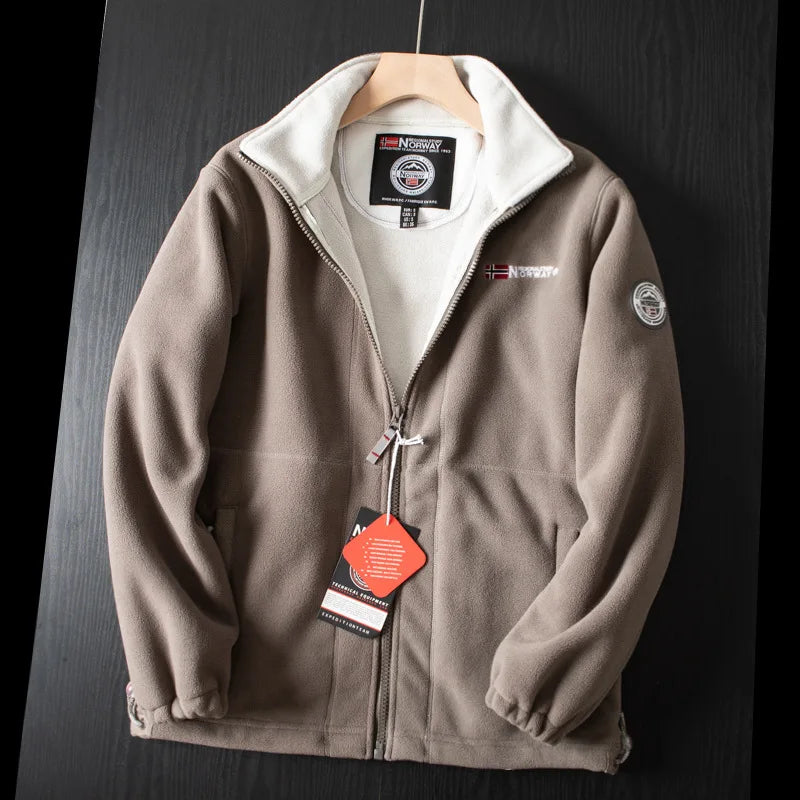 Winter Mens Fleece Jacket High Quality Stand Collar Casual Polar Coat Outdoor Thicken Cold-Proof Warm Overcoat Plus Size Outwear