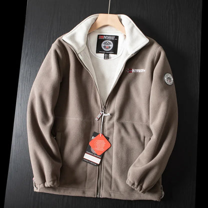 Winter Mens Fleece Jacket High Quality Stand Collar Casual Polar Coat Outdoor Thicken Cold-Proof Warm Overcoat Plus Size Outwear