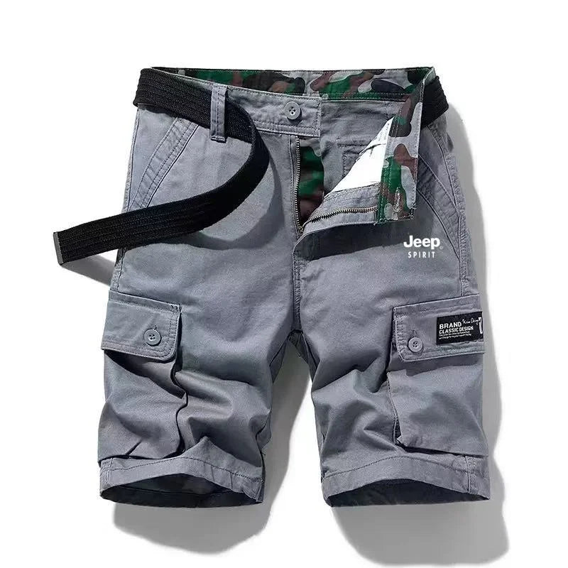 Jeep Spirit Summer New Men's Pure Cotton Printed workwear casual shorts thin five quarter pants slim fit outdoor casual shorts