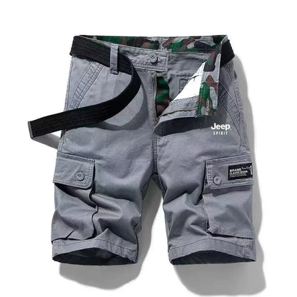 Jeep Spirit Summer New Men's Pure Cotton Printed workwear casual shorts thin five quarter pants slim fit outdoor casual shorts