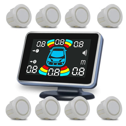 8 Parking Sensor Parktronic Car Automobile Reversing Backup Radar Electronics Rear Auto Detector Backing Assistance Kit Buzzer
