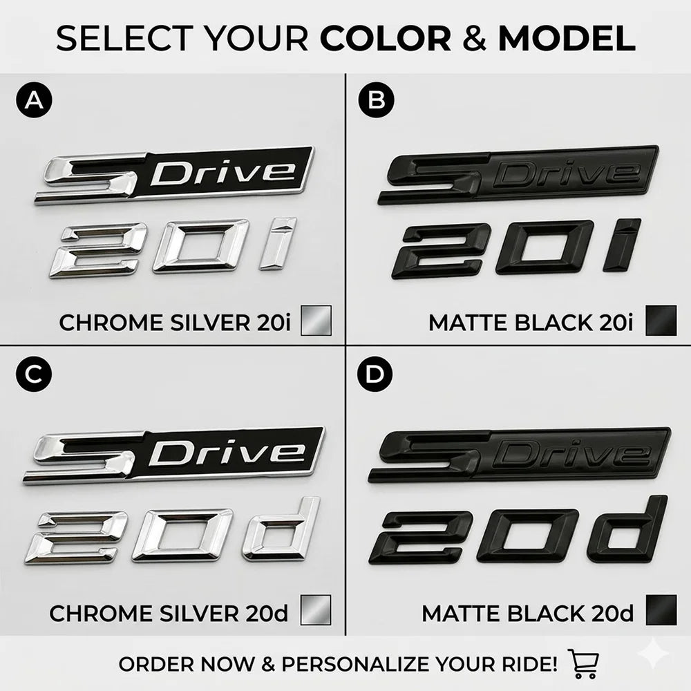 3D ABS Car Styling Logo sDrive 20i 20d Emblem Badge Sticker For BMW X1 X2 X3 Z4 Trunk Fender Decal Gloss Black Silver Accessorie