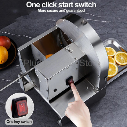Commercial Electric Vegetable Slicer Stainless Steel Automatic Potato Fruit Cutter Adjustable Thickness For Home Kitchen Slice
