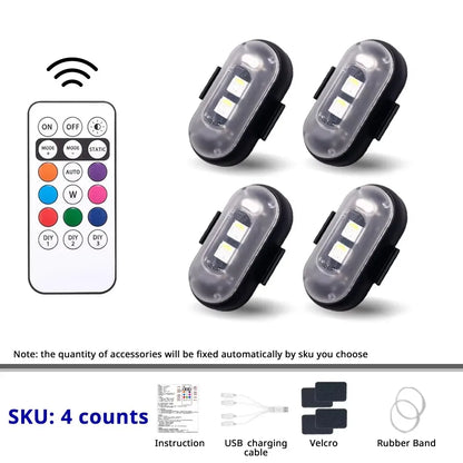 LED Portable Party Lights Remote Control Wireless Lighting Rechargeable Car Footwell Light Under Glow Kit Accessories Gift