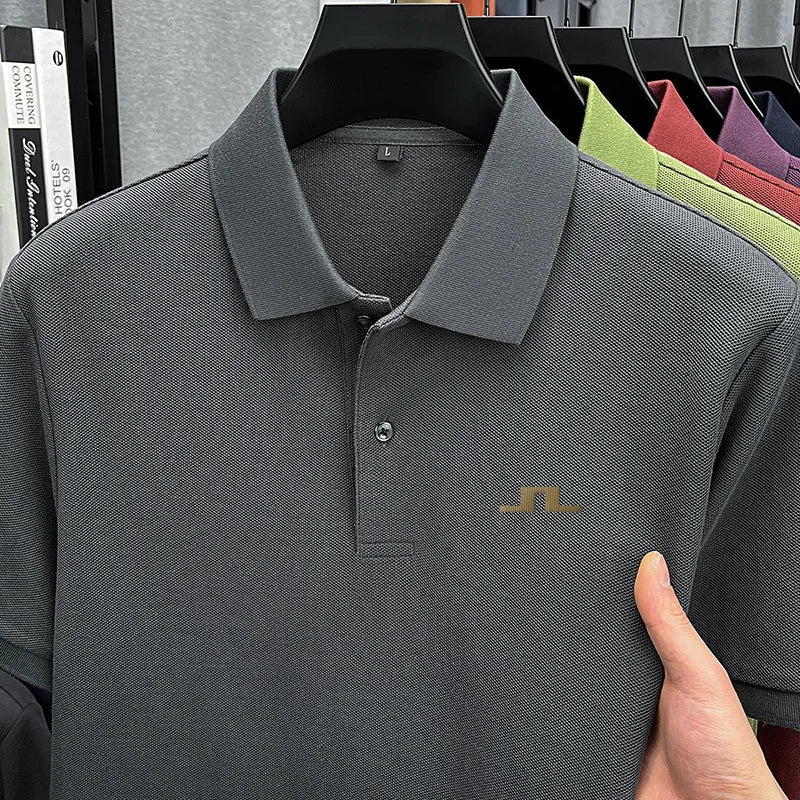 Korean-Style 100%cotton Men Summer Short-Sleeved Polo Shirt Lapel Button Various Colors Stamp Leisure Hot-Selling Men's Clothing