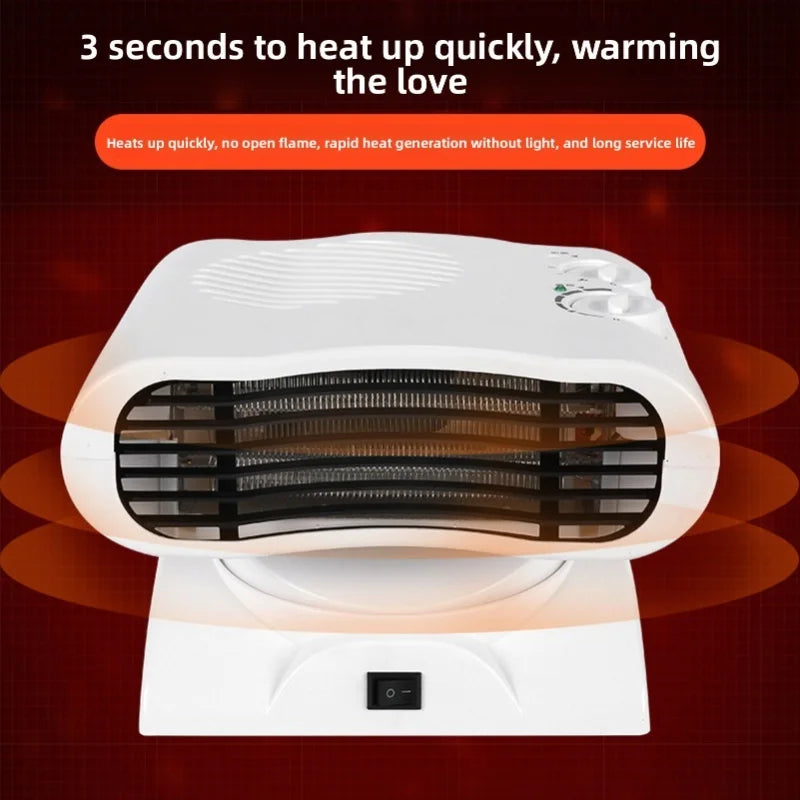 Portable Space Heater Cooler 2000W Auto Oscillating Desk Fan For Home Bedroom Living Room Office