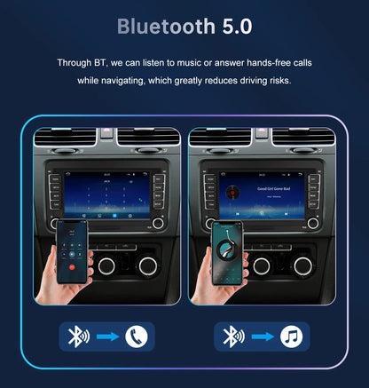 Road Top 7" HD Car Radio Wireless CarPlay Android Auto Stereo Audio For Volkswagen/Seat/Skoda/Passat/Golf/Polo Player