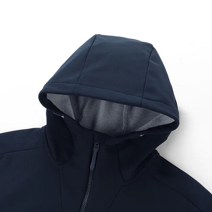 Men's Autumn and Winter Windproof and Warm Softshell Jacket with Hood, Zipper Coat That Is Durable, Comfortable and Versatile, Suitable for Daily Commuting and Outdoor Hiking Activities