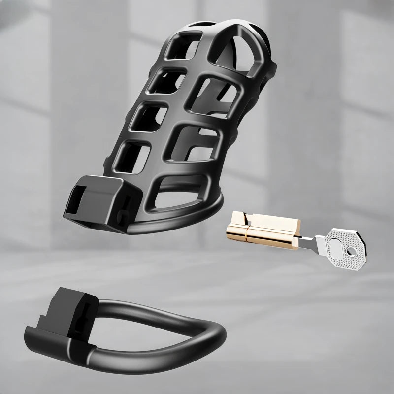 Male Chastity Cage Penis Lock Resin Chastity Breathable Cock Ring with 4 Rings Penis Fetish Restraint Sexy Adult Toys for Men
