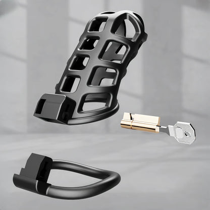 Male Chastity Cage Penis Lock Resin Chastity Breathable Cock Ring with 4 Rings Penis Fetish Restraint Sexy Adult Toys for Men