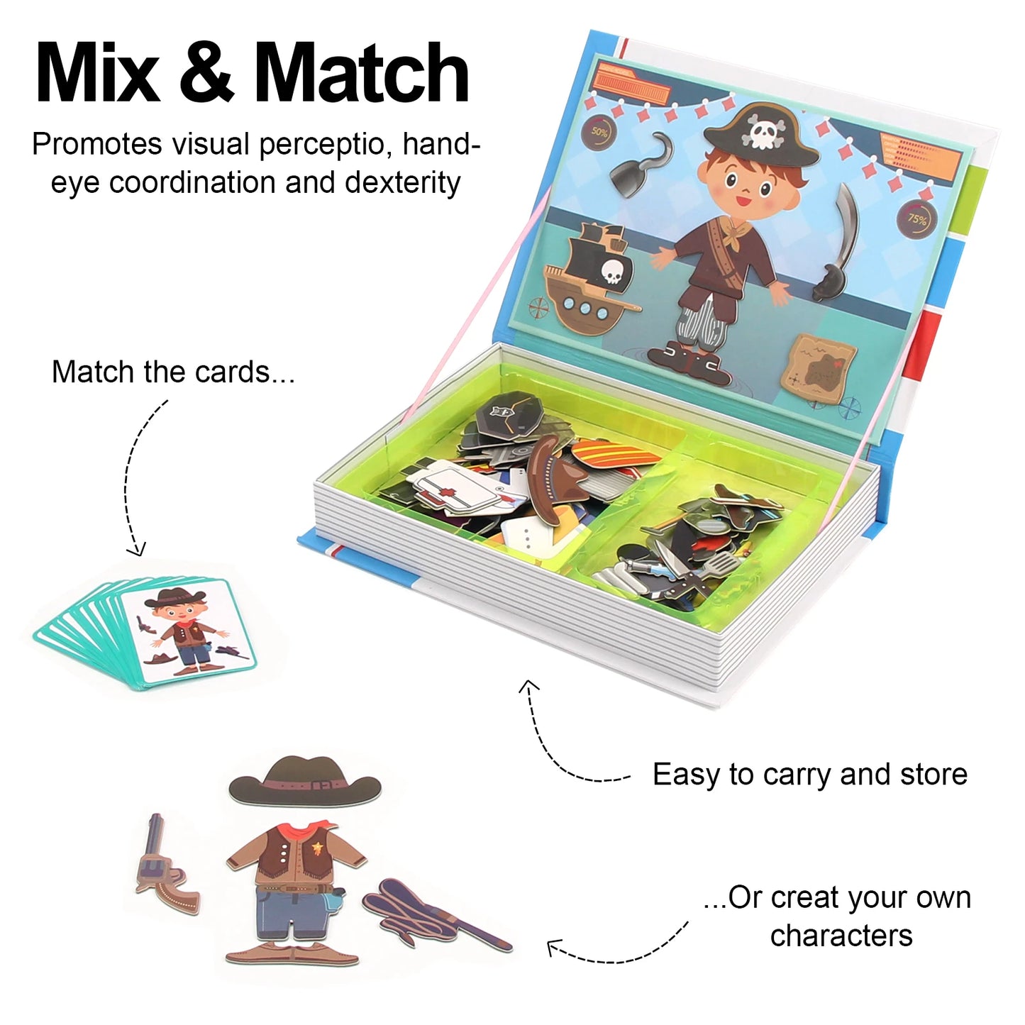 Magnetic Book 3D Cartoon Puzzles Jigsaw Funny Children's Intelligent Brain Training Game Educational Toys for Kids Gift Xmas Toy