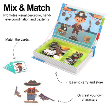 Magnetic Book 3D Cartoon Puzzles Jigsaw Funny Children's Intelligent Brain Training Game Educational Toys for Kids Gift Xmas Toy