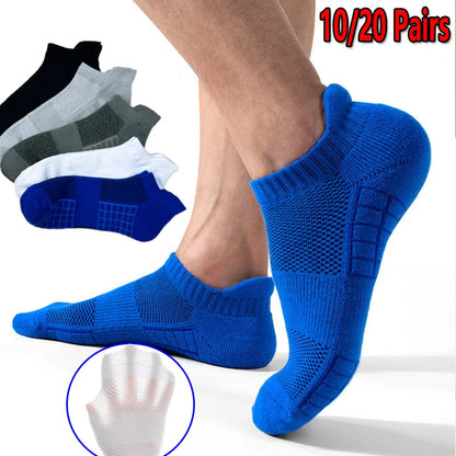 10/20 Pairs Ankle Socks Men Women Breathable Mesh Cotton Socks Running Sports Solid Color Boat Socks Couple Student Ear thletic