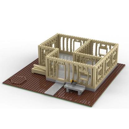 Urban Architecture Unfinished House Truck Crane Model Assembly Building Blocks MOC Wood Collection Series Toys