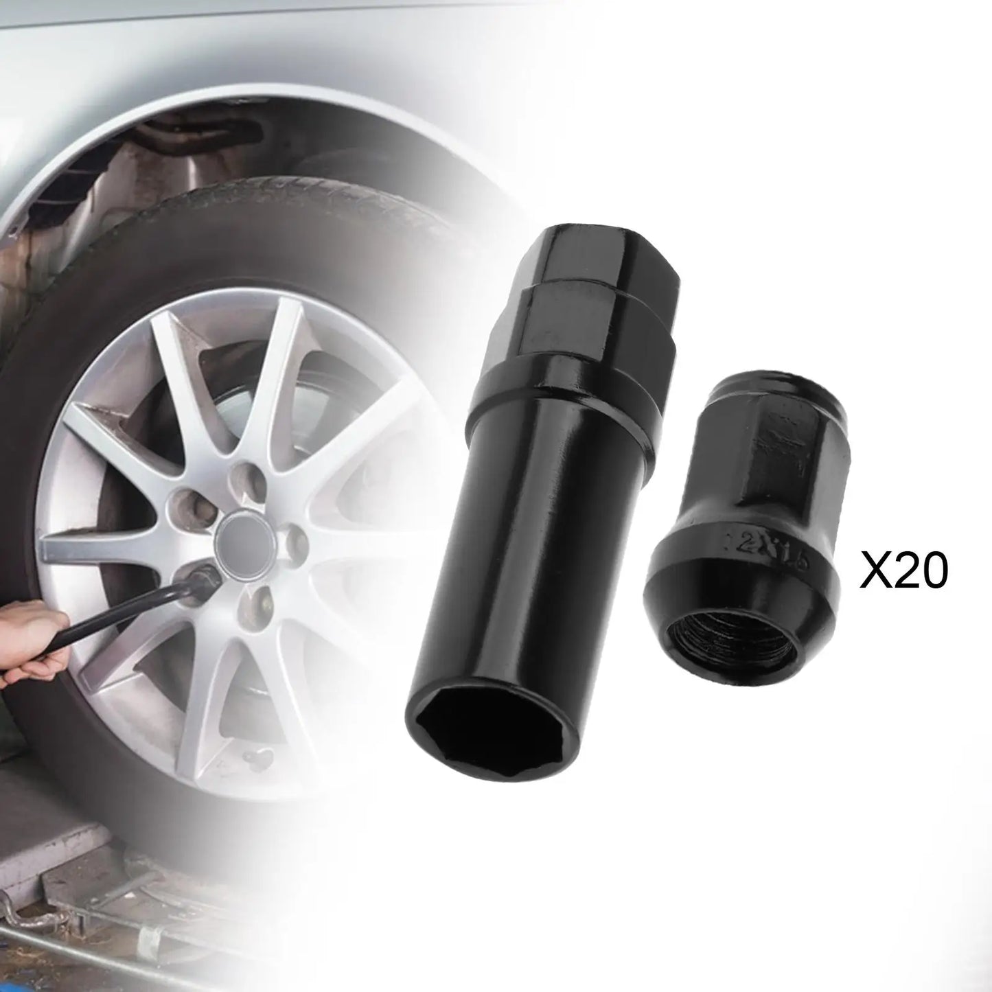 Wheel Lug Nuts Replacement Set M12 Cold Forged Carbon Steel Socket Key for Automotive Tire Maintenance
