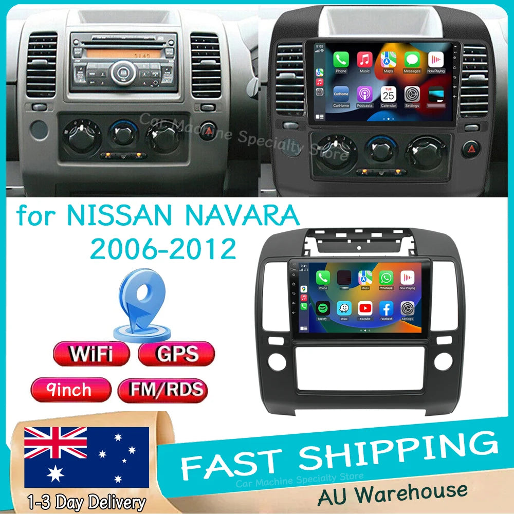 9''Android15 Car Stereo Radio GPS Navi 2+64G for Nissan Navara 2006-2012 withCarplay Android Auto with Bluetooth WiFi FM/RDS SWC