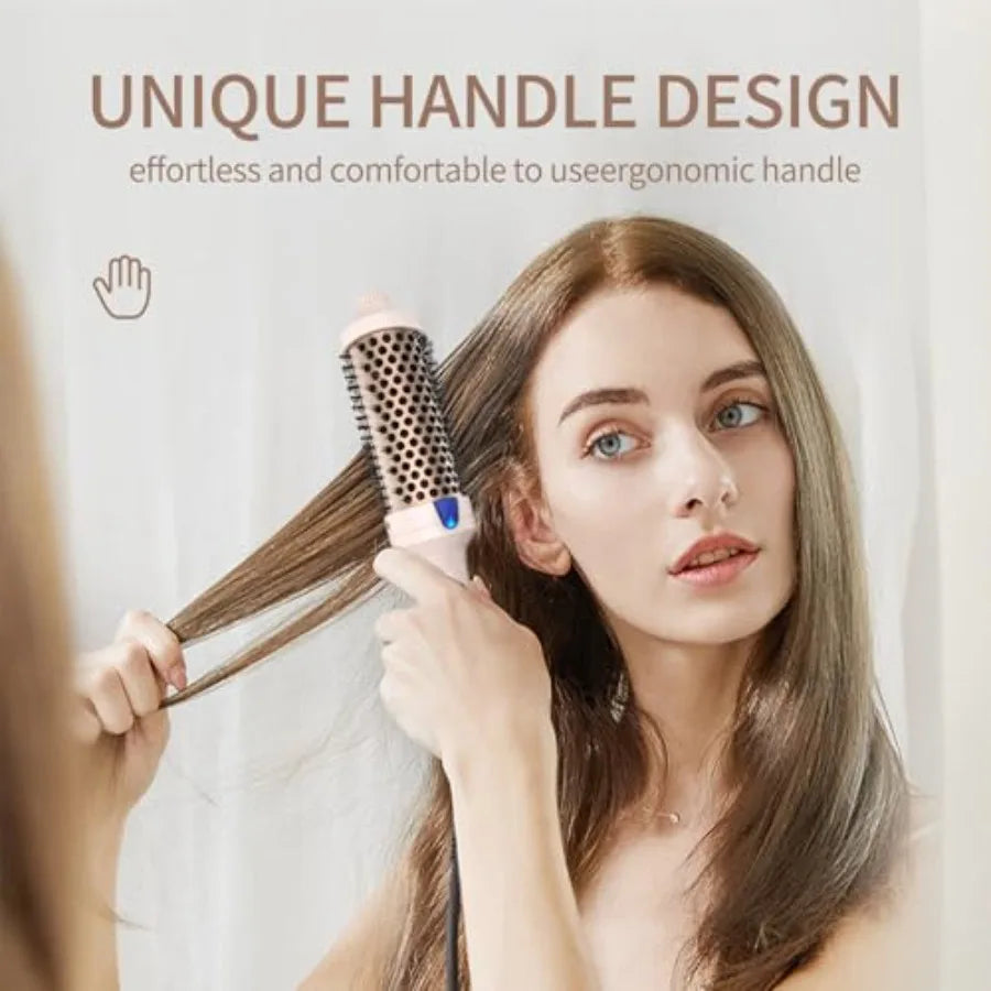 KandK 7 Volumizing Brush Heated Curling Ceramic Tourmaline Ionic Curling Iron Quick Heating Makes Hair Silky Smooth Dual Voltag