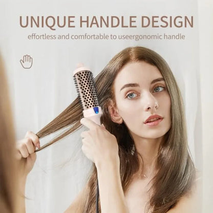 KandK 7 Volumizing Brush Heated Curling Ceramic Tourmaline Ionic Curling Iron Quick Heating Makes Hair Silky Smooth Dual Voltag
