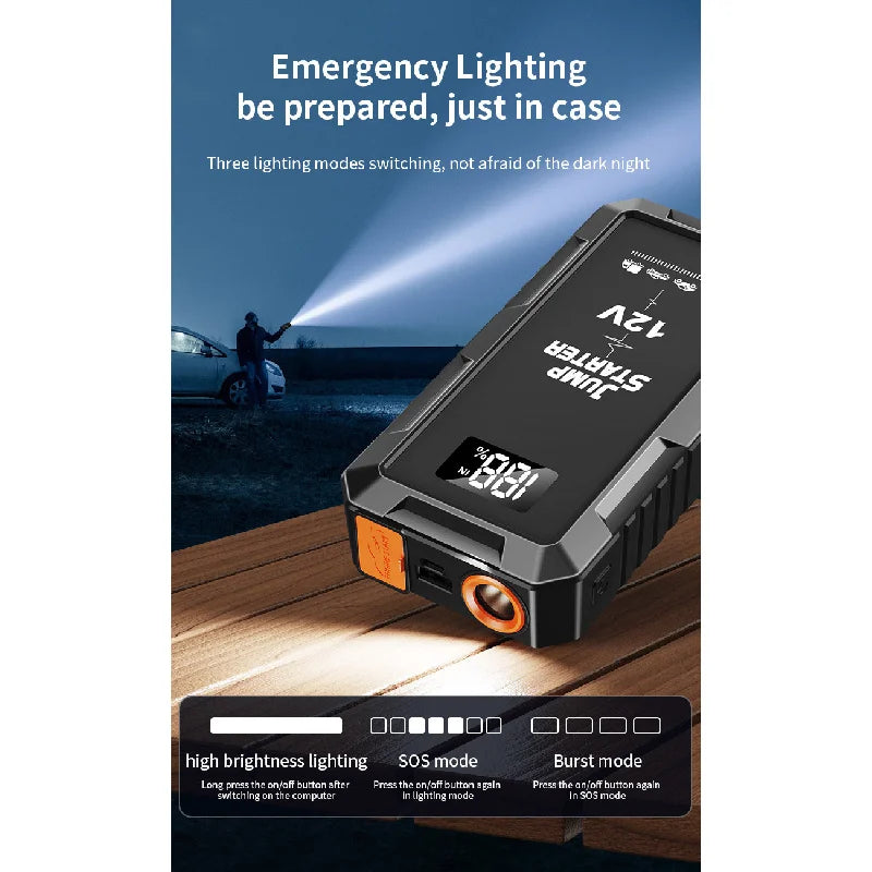 Portable Car Jump Starter Device Emergency Boosters High-power Automobile Bank Powerful Supply With Lighting Accessory