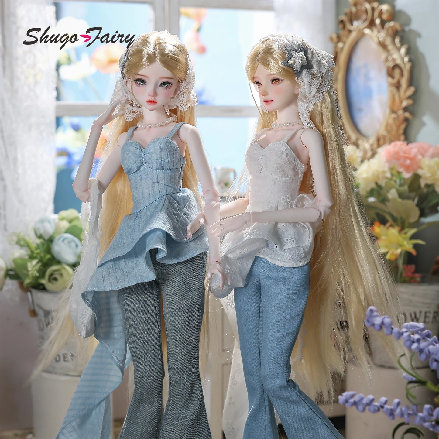 Sano C Bjd Doll 1/4 Bariy French Vintage Maiden Anime  Flared Jeans Original Joint Toys Fullset ShugaFairy
