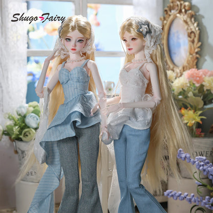 Sano C Bjd Doll 1/4 Bariy French Vintage Maiden Anime  Flared Jeans Original Joint Toys Fullset ShugaFairy