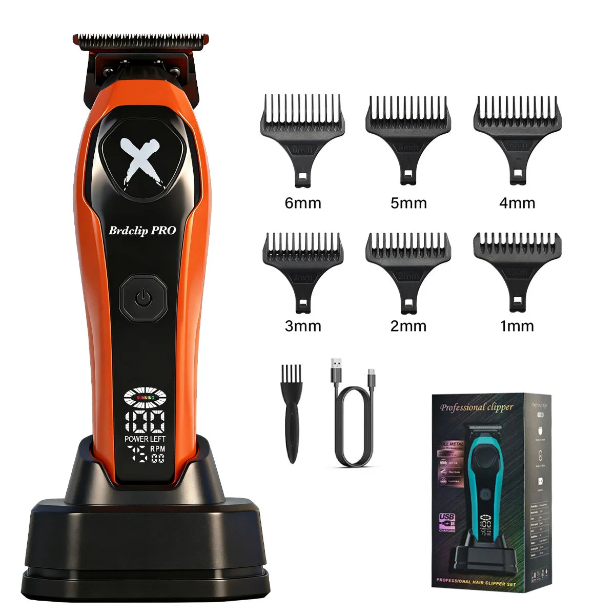 BRDCLIP Professional 7500RPM Barber Hair Clipper Set DLC Blade Base Charger 2-Speed Hair Trimmer Salon Use for Men Shaver