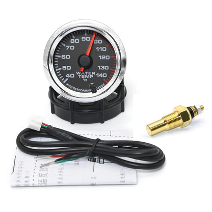 AD 52MM Water Temperature Gauge 40~140 Celsius Racing Gauge Kit Car with 1/8NPT Sensor Water Temp Joint Pipe Sensor Adapter