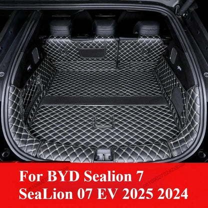 Car Boot Mat Rear Trunk Liner Cargo Leather FloorCarpet Tray Protector AccessoriesMats For BYD Sealion 7 SeaLion 07 EV 2025 2024