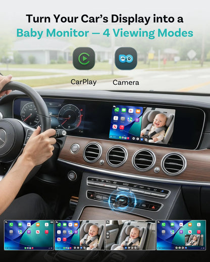 Ottocast Cabin Care Wireless CarPlay Adapter 1080P Car Rear Seat Camera 150° Wide Angle Night For Kids & Pets For Benz Toyota VW