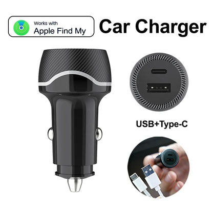 1-4Pack Universal Mini GPS Locator Track Car Charger Cigarette Lighter USB Type-C Adapter Use For iPhone IOS Apple Find My APP