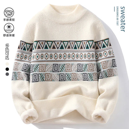 Men's Fashion stripe pattern Sweaters 2024 Autumn/Winter Loose Knittwear Men sweater youth Thick Warm wool pullovers M-4XL ﻿