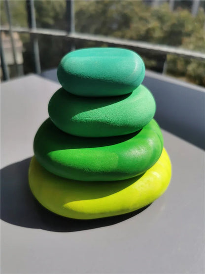Wooden Toys for Kids Rainbow River Pebbles Stones Dolls Rings Balls Building Stacking Blocks