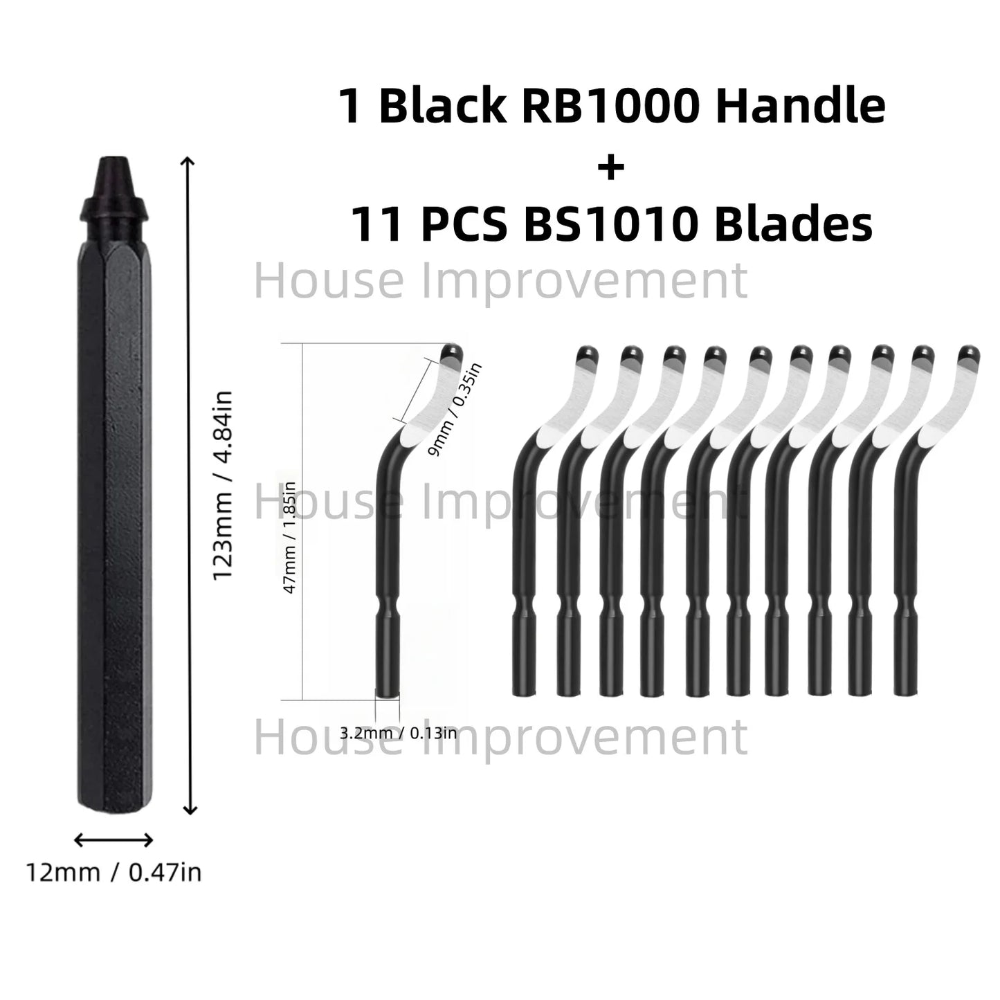 Deburring Tool Set with 11pcs High Speed Steel Swivel Blades Burr Removal Tool for Metal Resin PVC Pipes Copper Plastic Aluminum
