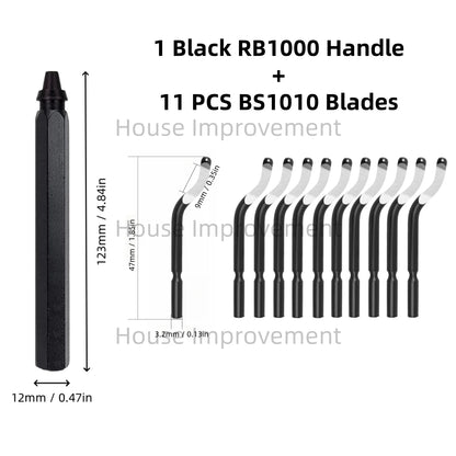Deburring Tool Set with 11pcs High Speed Steel Swivel Blades Burr Removal Tool for Metal Resin PVC Pipes Copper Plastic Aluminum