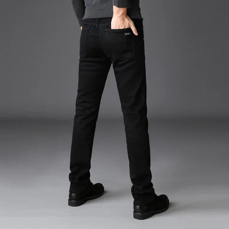 Spring Autumn New Stylish Men's Classic Black Jeans Stretch Slim Comfortable Fashion Business Casual Denim Pants Male Trousers