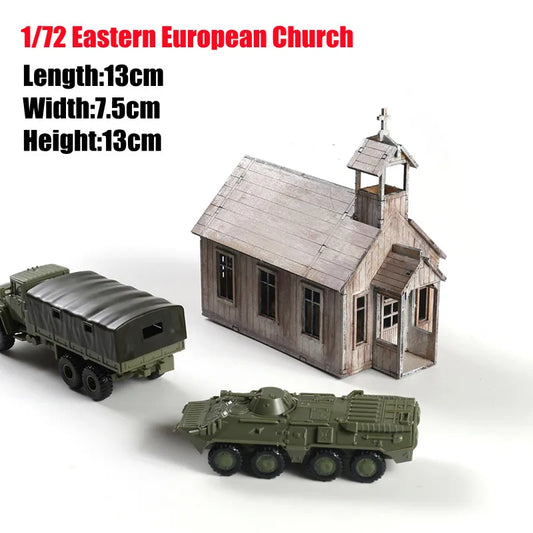 1/72 Eastern European Church Miniature Landscape Architecture Wooden Assembly Model DIY Handmade Toy