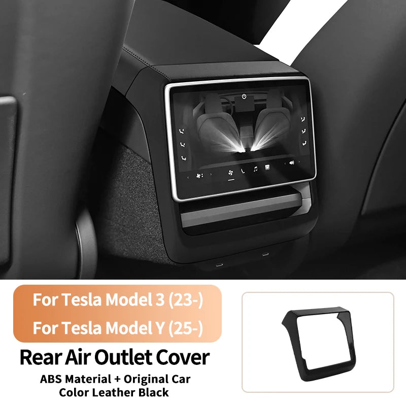 For Tesla Model 3 Highland & Model Y Juniper Rear Air Vent Cover & Leather Center Console Armrest Box Protection Car Accessories