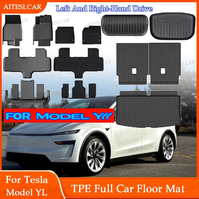 For Tesla Model Y L Launch 2026  Juniper 2025+ TPE Car Floor Mats  pedals Luggage Trunk Mat Set Four Seasons Waterproof Anti-s