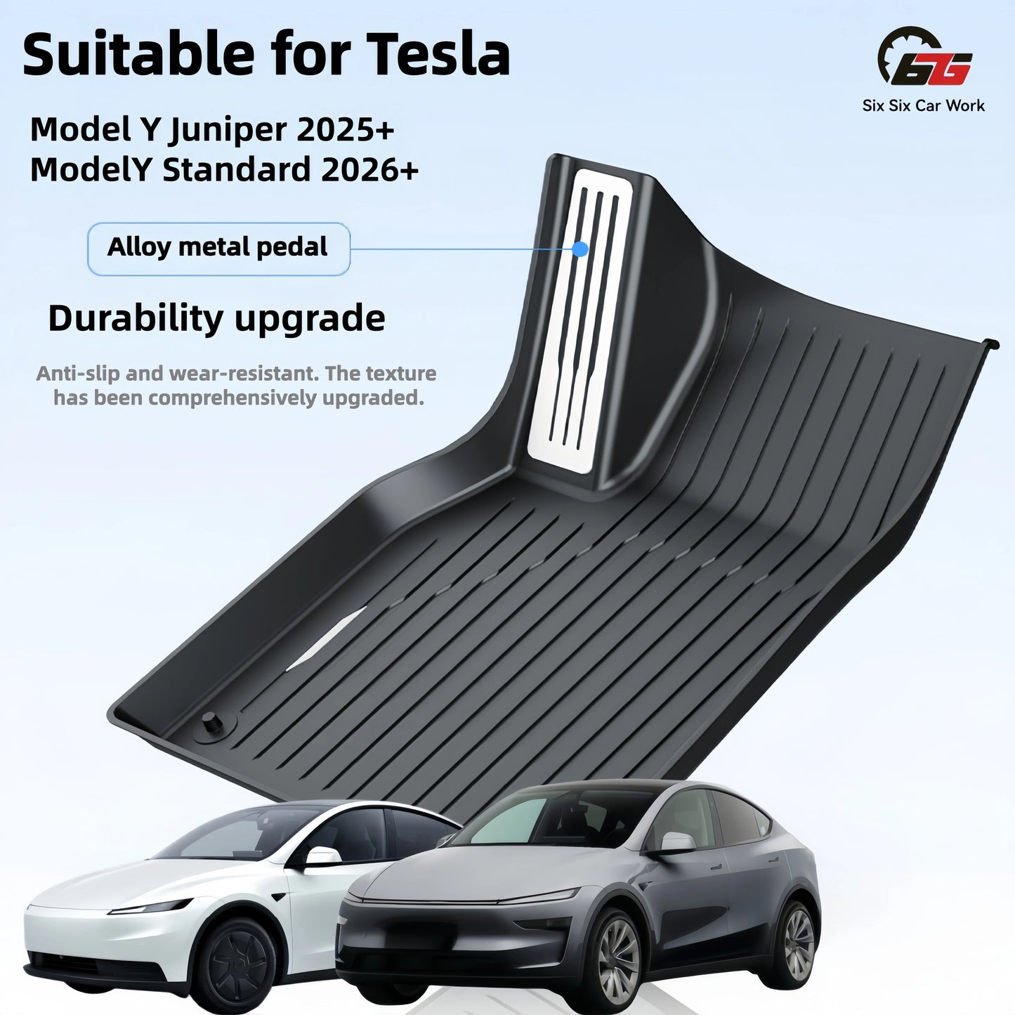 3/6-Piece Set TPE Dual-Layer Car Floor Mats for Tesla Model Y Juniper/Standard Full Vehicle Upgrade with Metal Pedal Driver