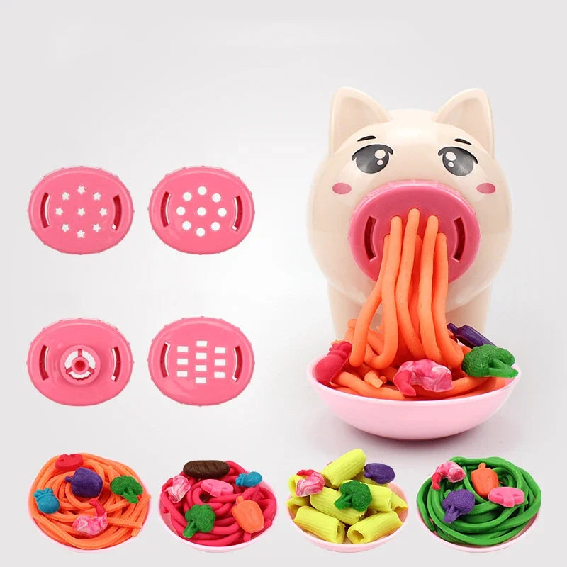 Kids Colored Clay Noodle Machine DIY Play Dough Tools Ice Cream Plasticine Mold Kits Puzzle Toys for Boys Girls Birthday Gift