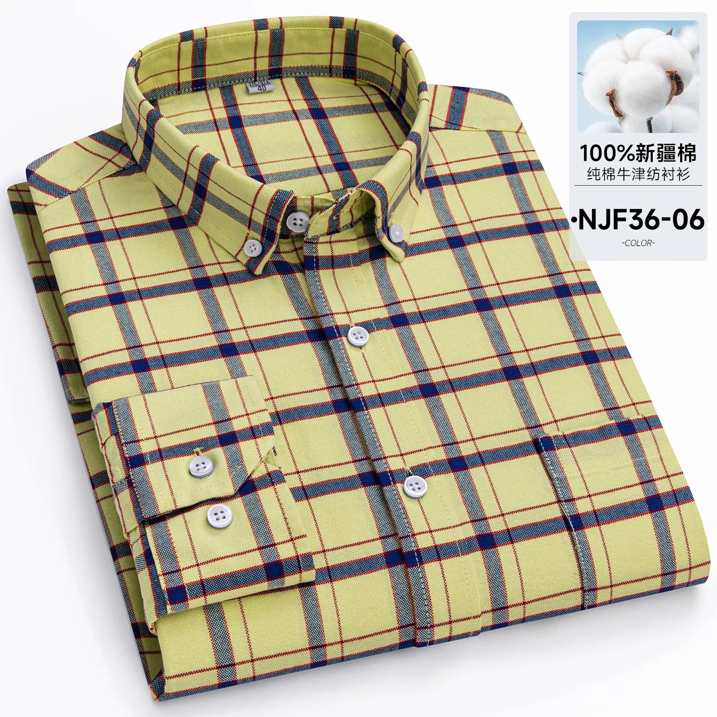 New in Tops Pure Cotton Oxford Plaid Striped Shirts For Men Long Sleeve Classic Business Formal Slim Fit Casual Designer Clothes