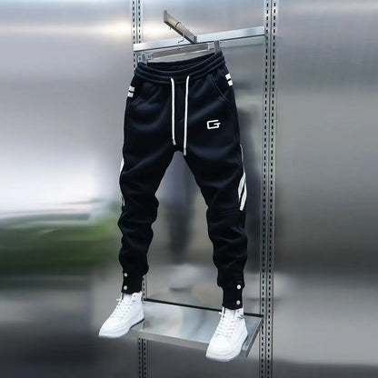 Trendy Men's New Embroidered Splicing Legged Casual Pants, Versatile, Stainproof, Solid Color Sports Pants, Elastic, Harun Stret