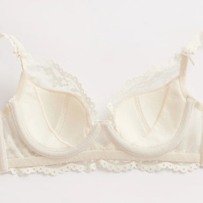 New Women Lace Flowers Embroidery Lingerie Set Sexy Hollow Thin Cup Push Up Bra Summer Comfort Underwear Adjustable Strap Bras