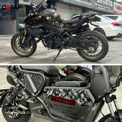 Car Stickers Skull Cartoon Printed Camo Car Body Film Adhesive Vinyl Motorcycle Sticker Waterproof Wrap Vinyl Car Accessories