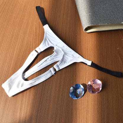 Men's Open Front Ice Silk Thong Easy Take Off Design Smooth Soft Comfortable Sexy Lingerie Underwear Available in 8 Colors S-XL