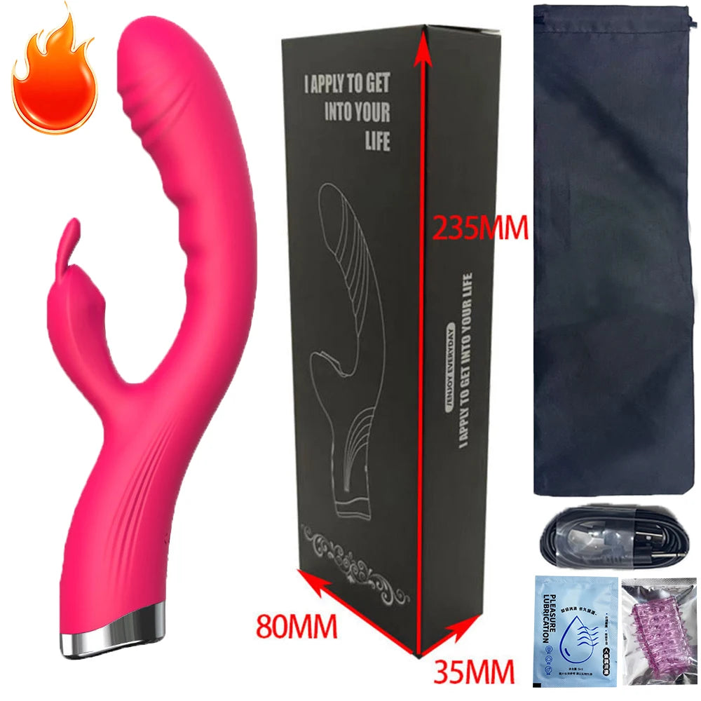 Rabbit Vibrator for Women USB Rechargeable G Spot Dildo Vibrator Clitoris Stimulator Dual Stimulation Female Masturbator SexToy