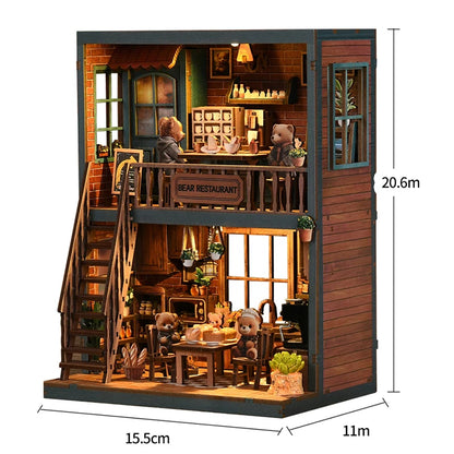 DIY 3D Puzzles Wooden Book Nook Kits Bookend Wooden Doll House Bookshelf Insert Decor Assembly Building Model Toys For Xams Gift